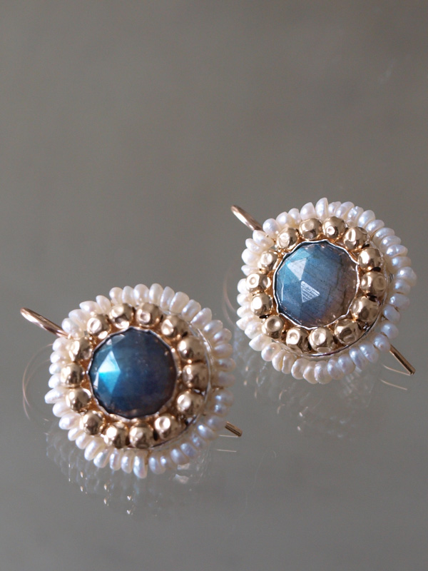 earrings Mandala labradorite and pearls
